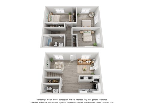 Floor plan for 3 beds, 1.5 baths, 1190 sqft
